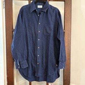 Thomas Pink Navy Blue Flannel Button Down Shirt, Size Large.